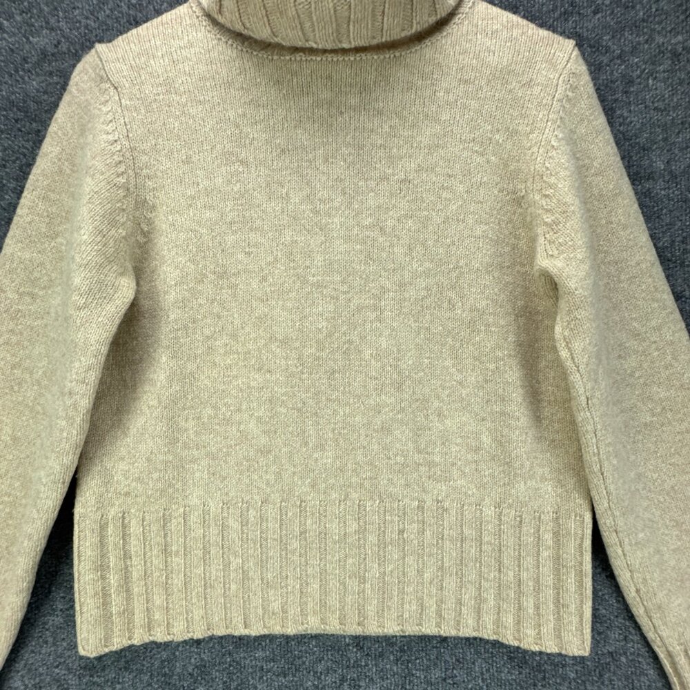 **SOLD**Vtg J Crew Sweater Womens Large Wool Turtleneck Cropped Beige - Picture 3 of 15